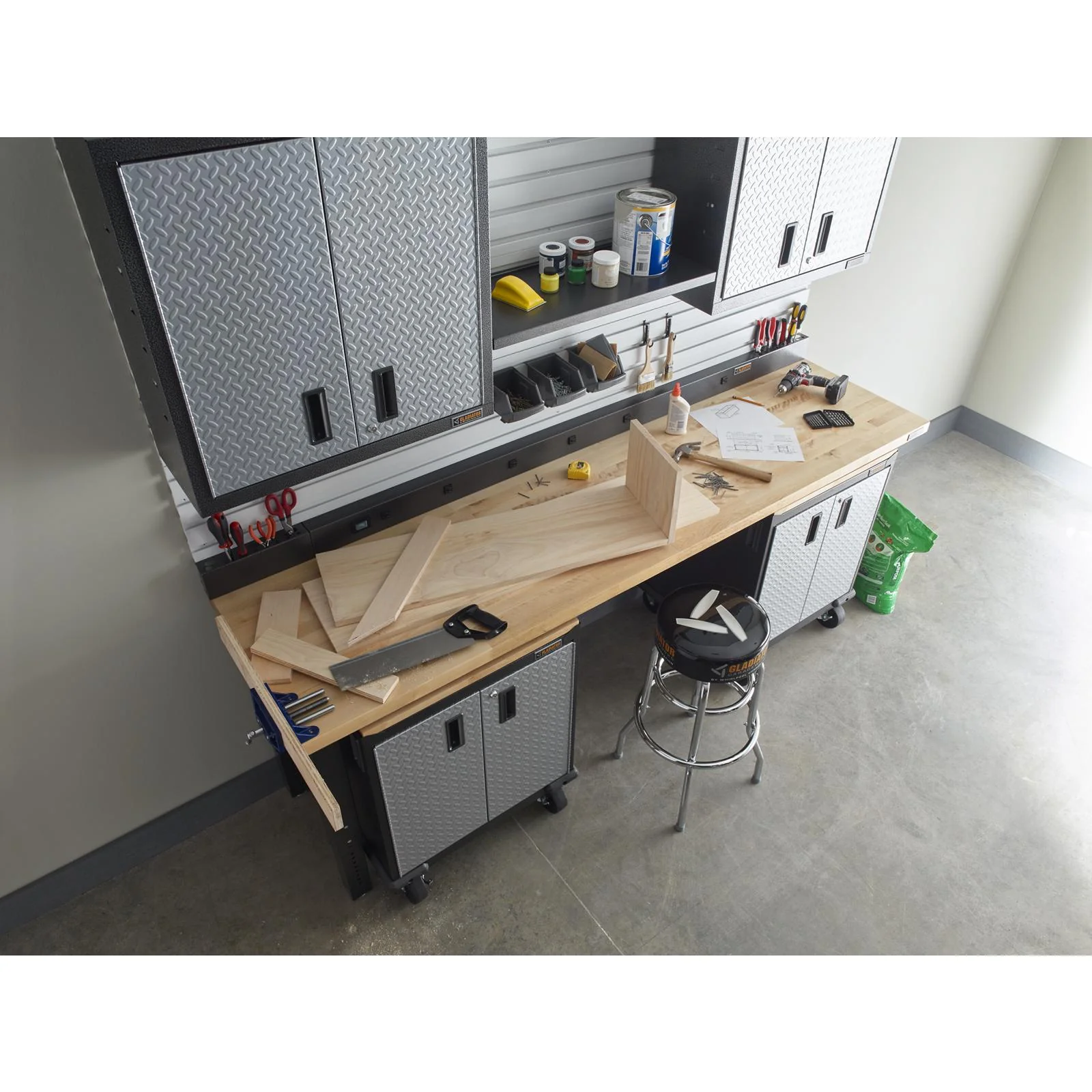 8' Adjustable Height Hardwood Workbench