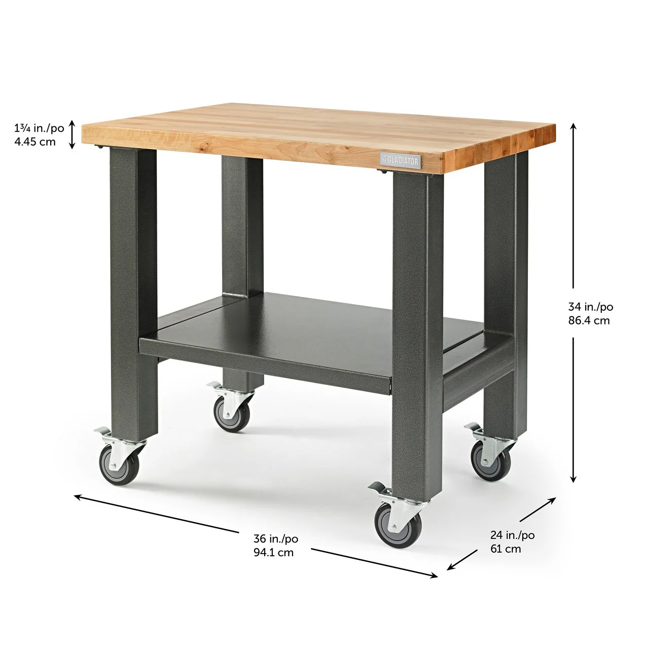 3' Wide Mobile Workstation