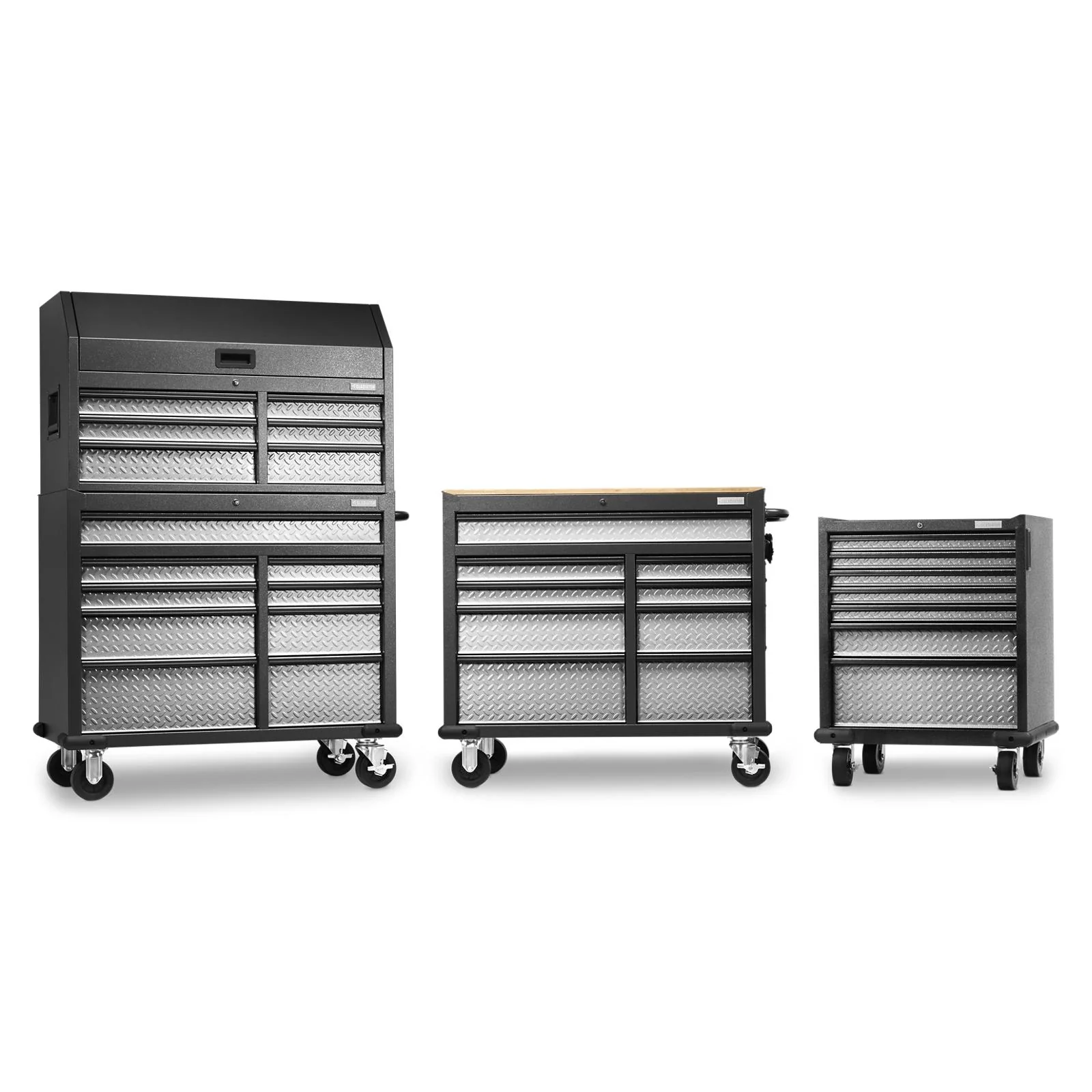 Premier 41 inch 9-drawer Mobile Tool Workbench with Solid Wood Top