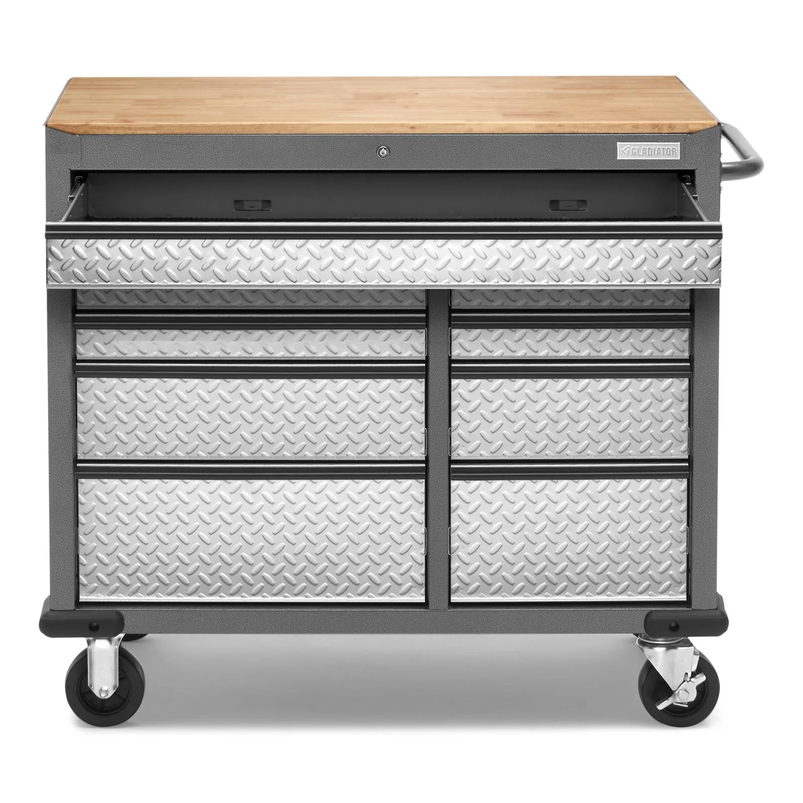 Premier 41 inch 9-drawer Mobile Tool Workbench with Solid Wood Top