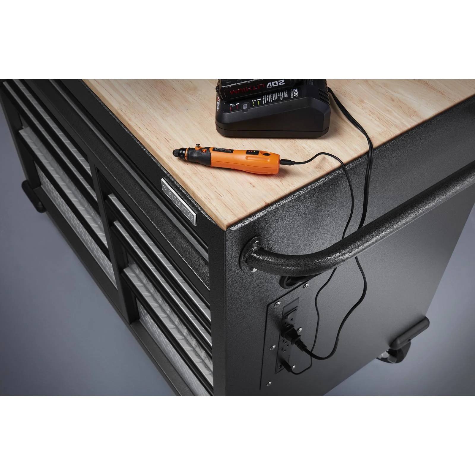 Premier 41 inch 9-drawer Mobile Tool Workbench with Solid Wood Top